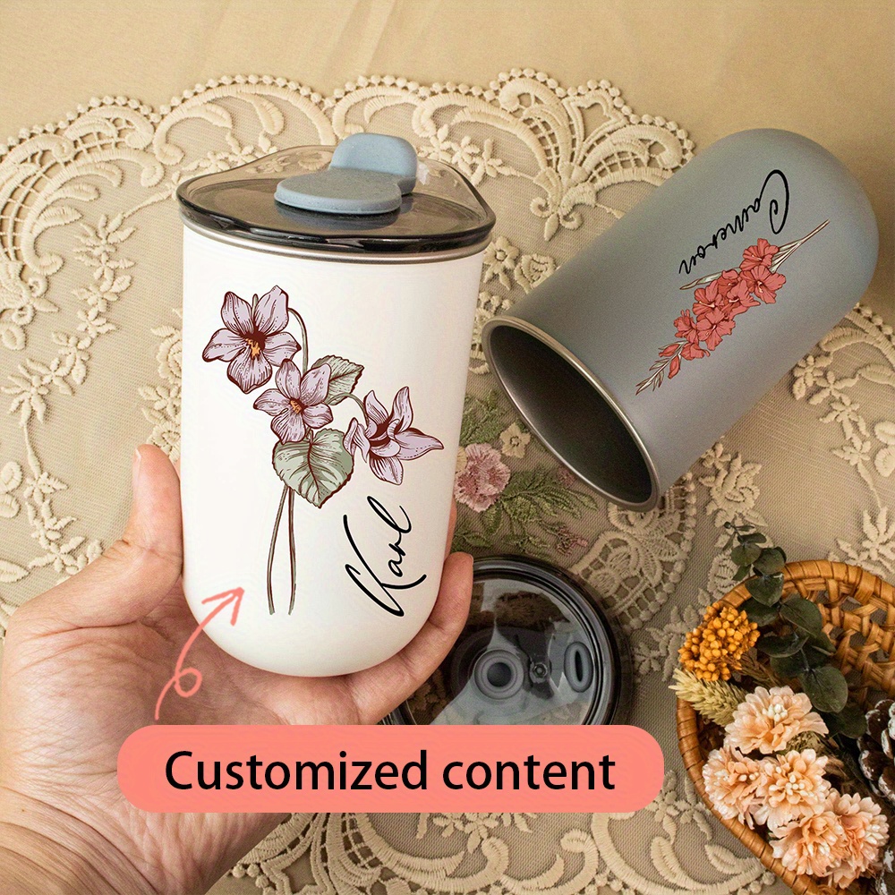 Coffee Equipment Names - Customizable Personalized Birthday Flower Water Cup,