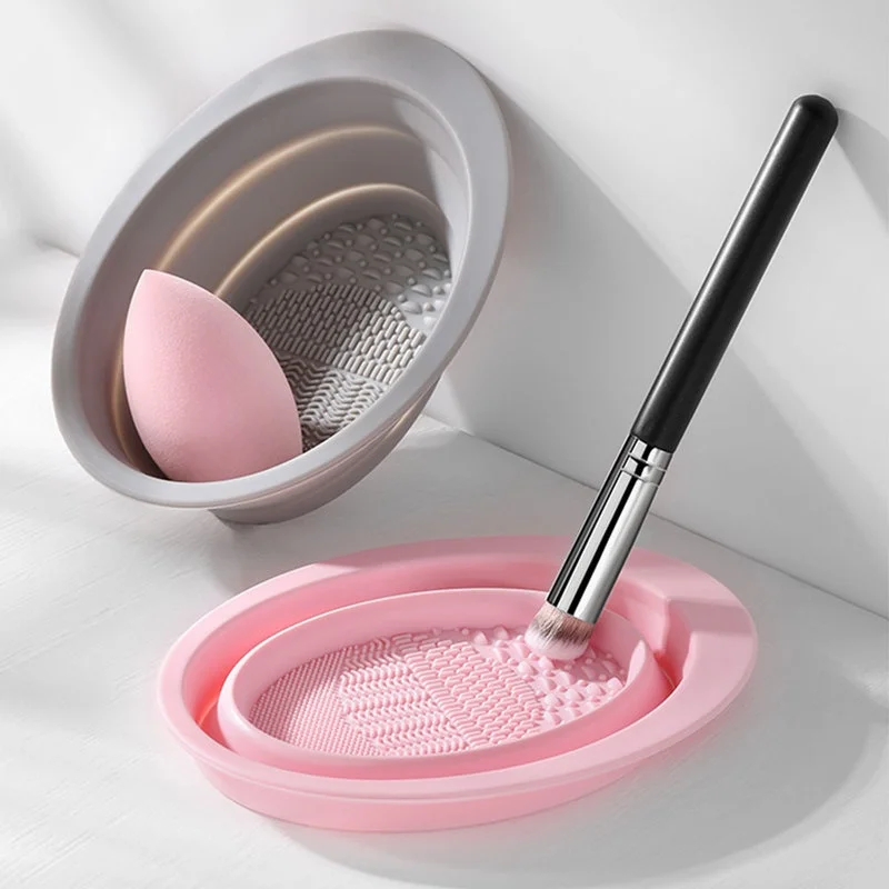 Group Head Brush - Foldable Silicone Makeup Brush Cleaner Bowl