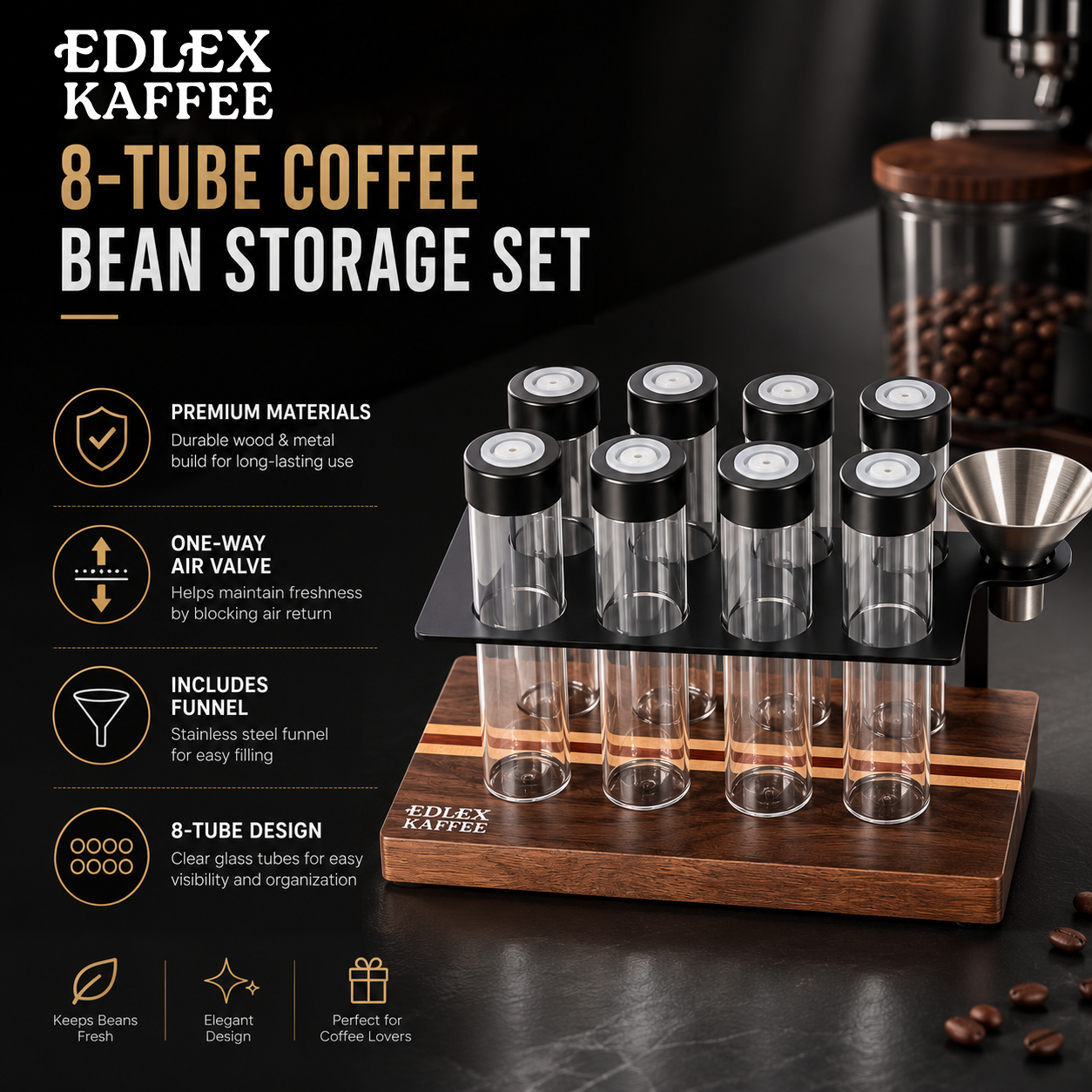 Sealed Glass 12Tubes Coffee Be - Coffee Equipment Organizer ulasan dan harga