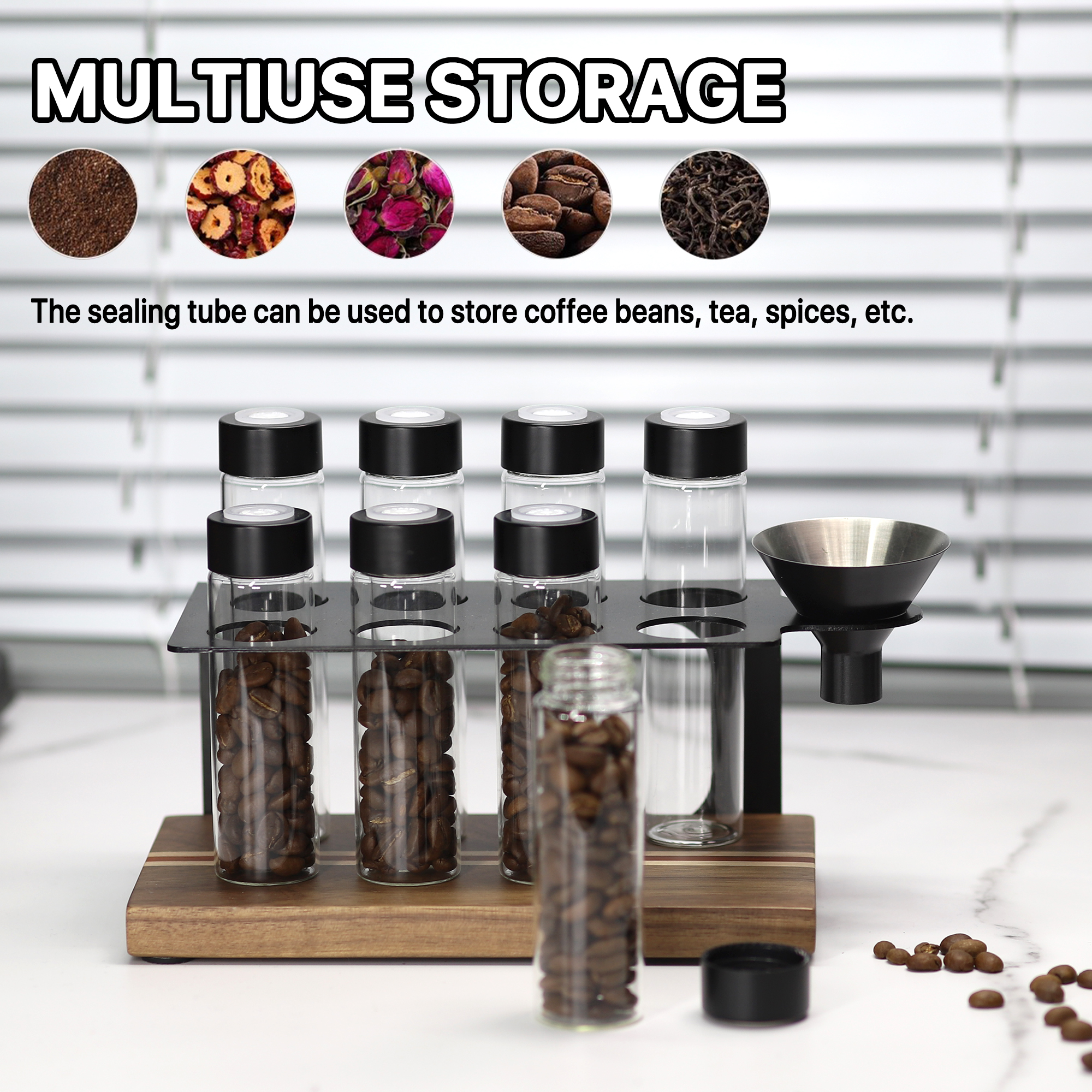 Sealed Glass 12Tubes Coffee Be - Coffee Equipment Organizer ulasan dan harga
