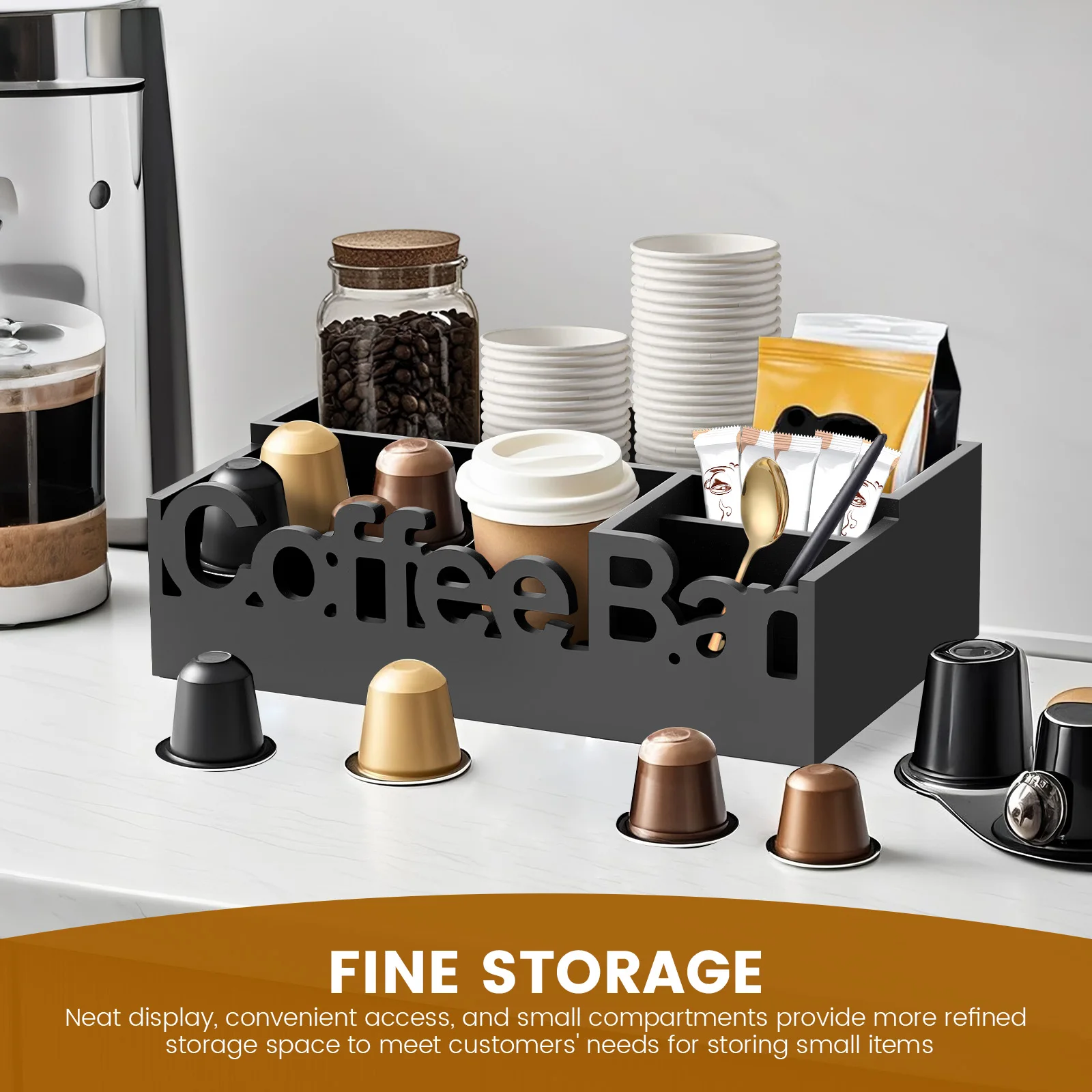 Wood Organizer boxes with 5 Co - Coffee Equipment Organizer ulasan dan harga