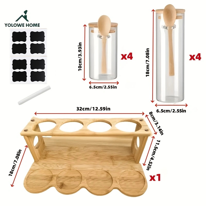 8-Piece Glass Storage Containe - Coffee Equipment Organizer ulasan dan harga