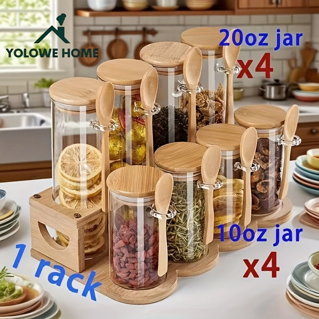 8-Piece Glass Storage Containe - Coffee Equipment Organizer ulasan dan harga